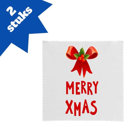 Akyol - kerst merry xmas strik en hulst brillendoekjes - Kerstmis - kerst beker - winter - kerst - christmas - kerst cadeau - 17,8 bij 17,8 cm - 2 stuks