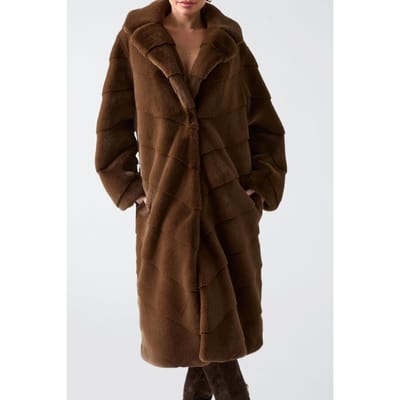 GUESS Maya Faux Fur Long C Chocolate Brownie Mu Taglia: S | Cappotti monopetto Outlet | Donna | Marrone