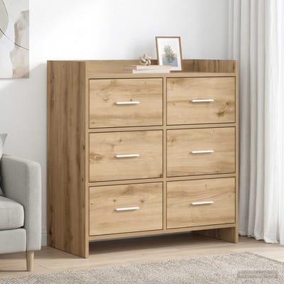 vidaXL - Dressoir - Artisanaal - eiken - 75 - x - 33 - x - 80 - cm - Bewerkt - hout