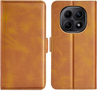 MobyDefend Hoesje - Geschikt voor Xiaomi Redmi Note 15 5G - Luxe Wallet Book Case (Sluiting Zijkant) - Lichtbruin