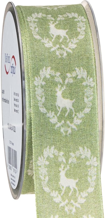 Decoratielint groen hert 40mm 20m