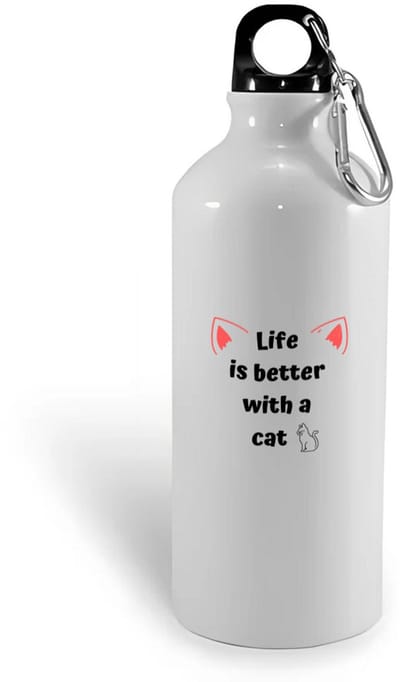 Hacebo® - life is better with a cat waterfles - Katten - katten liefhebbers - verjaardag - cadeau - kado - geschenk - water fles - 400ML