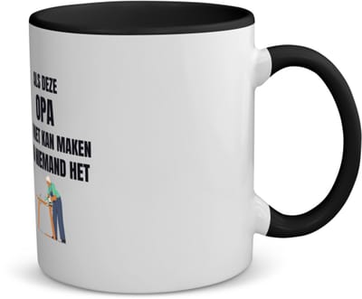 Akyol - als deze opa het niet kan maken dan kan niemand het koffiemok - theemok - zwart - Opa - cadeau opa - cadeau - verjaardag opa - 350 ML inhoud