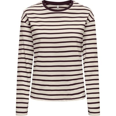 Only T-shirt Onlsoph L/s O-neck Top Box Jrs Noos 15337134 Birch/winetasting Dames Maat - M