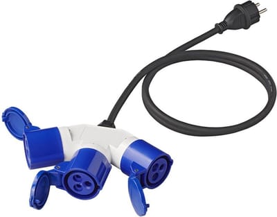 ProPlus Verloopkabel - 3 weg - 150 cm - Schuko naar 3 CEE - IP44 - 3x2.5 mm²