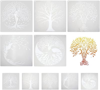 Dailygoods- Boomsjablonen Set - 10 Stuks - 5x 15x15 cm / 5x 30x30 cm - Herbruikbaar - Kunststof - Geschikt voor Schilderen/Sproeien - Schilderstencils