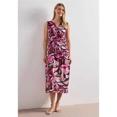 Midi-jurk met gespleten hals en ritssluiting