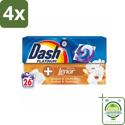 Dash – Wasmiddelcapsules – 4in1 Pods Amber & Orchidee – 26 capsules - Voordeelverpakking - 4 stuks - Wasmiddel - Waspod