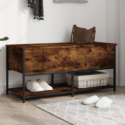 vidaXL - Opbergbankje - 100x42,5x47 - cm - bewerkt - hout - gerookt - eikenkleurig