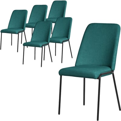 Eetkamerstoelen set van 6 petrol met rugleuning, gestoffeerde stoelen voor eetkamer & keuken ML-Design