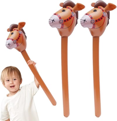 2 Stuks Opblaasbare Hobby Horses Roze Pony Speelgoed voor Kinderen