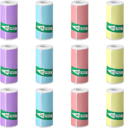 Kleurig Printerpapier voor Thermische Printers - 12 Rollen voor Stickers en Foto's, Geschikt voor Mini Printers en Thermische Toepassingen