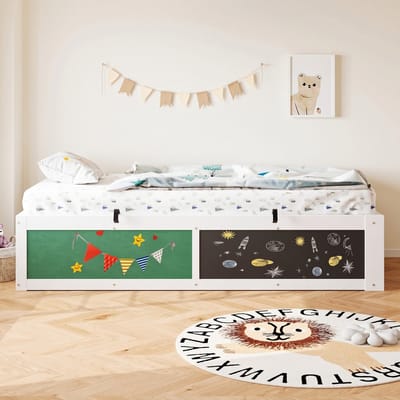 VVBV Kinderbed met Hydraulische Opbergruimte 90x200 cm - Voor Kinderen/Tieners - Hout Wit