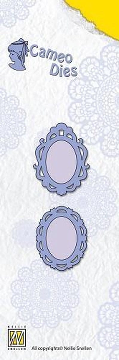 CAD004 - Nellie Snellen - Cameo Die - Jumbo vintage - snijmal 2x kader ovaal - 37 x 28mm - fotokader - fotolijstje - medaillon
