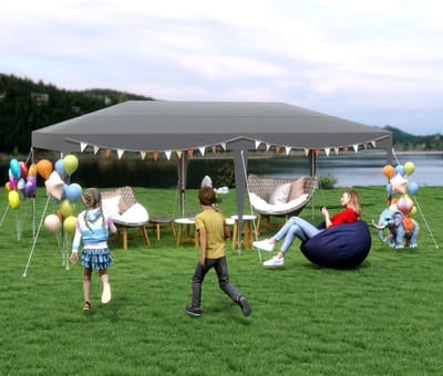Vouwbare Partytent - Tuinpaviljoen Tent - Feest Buiten - Waterdicht UV Beschermend - 3x6 Meter - Grijs