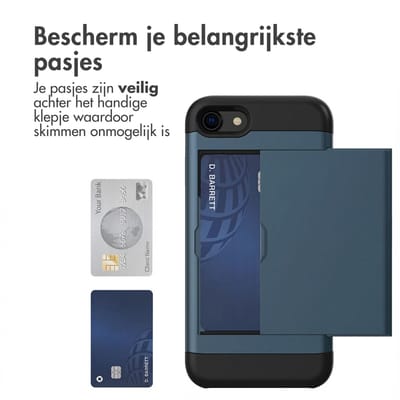 imoshion Hoesje met Pasjeshouder - Geschikt voor Apple iPhone SE (2022) / SE (2020) / 8 / 7 - Donkerblauw