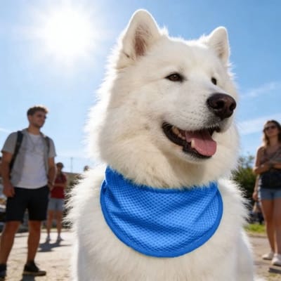 Zomerse verkoelende sjaal voor huisdieren, herbruikbare verkoelende hoofdband van ijzijde, ademend en hittebestendig, geschikt voor katten en honden bij warm weer, blauw-L