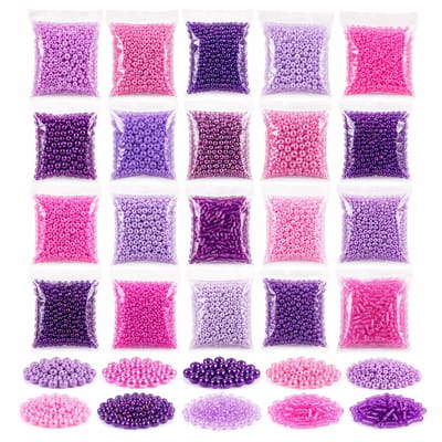 Rocailles set parels 2 mm 3 mm 4 mm 6 mm kleurtinten potloodkralen glazen kralen 400 g 20 pack tube en ronde vorm kralenset knutselset, glasparels om te rijgen, miniparels 2mm 3mm 4mm 6mm Roze violet