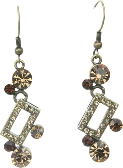 Behave - Oorhangers geometrisch met bruine kristalsteentjes - tijdloze elegantie