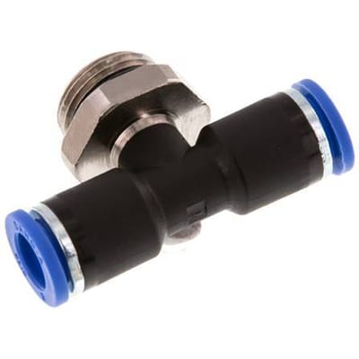 8mm x G3/8'' inline T-stuk Messing/PA 66 Insteekfitting Buitendraad Draaibaar NBR [2 Stuks]