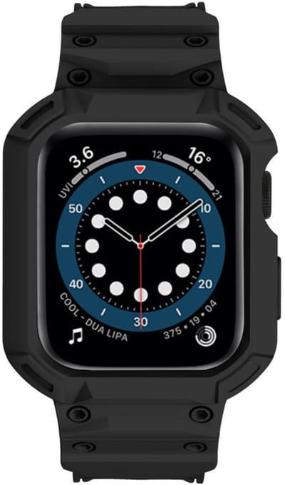 Siliconen bandje - met ingebouwde case - geschikt voor Apple Watch Series 10 (42 mm) - zwart