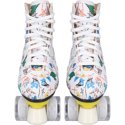 Dubbele Rij 4 Wiel Rollerblades Witte Graffiti Rollerblades Schaats Schoenen voor Kinderen en Volwassenen 36