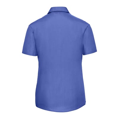 Russell Collection Dames/Dames Poplin Easy-Care Overhemd met Korte Mouwen (Bedrijfsblauw)