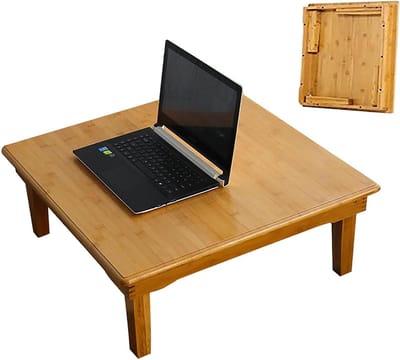 Koffie Tafel - Eettafel Laag - Koffie Drinken - Opvouwbaar Bamboe - 60x60x32cm - Multicolor