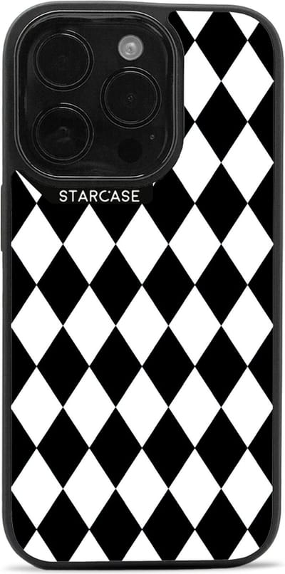 iPhone 13 Pro hoesje - magsafe hoesje / Starcase Diamonds Black & White - Ruiten Zwart Wit / iPhone hoesje met Magsafe - Prestige Case