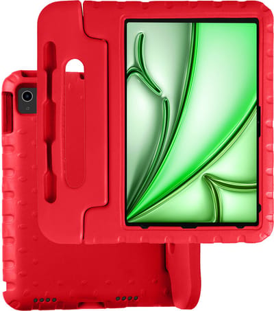 Hoesje Geschikt voor Apple iPad Air 6 (2024) - 13 inch - 6e Generatie - M2 - Kinderhoes Shockproof Bumper - Kidsproof Case - Tablet Hoes - Kinder Hoes Cover - Rood