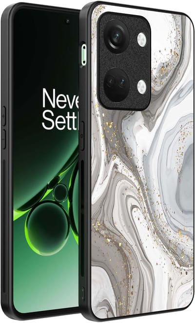Smartphonica Telefoonhoesje Geschikt voor OnePlus Nord 3 met marmer opdruk - TPU backcover case marble design - Zilver geschikt voor OnePlus Nord 3