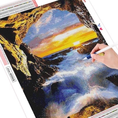 Peinture de diamant d'art mural, broderie de diamant panoramique, pierres carrées, affichage complet 20X30CM gray