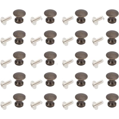 20 Ensembles Poignée Simple Trou Petite 12x11MM Alliage de Zinc Simple Trou Boîte à Bijoux Tiroir Petite Poignée Tête Ronde Green Bronze gray