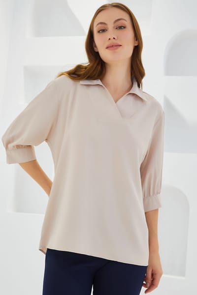 Polo Kraag Losse Pasvorm Blouse