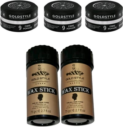 Gold Style Fibre Pomade 09 - Haar Wax Mannen - 450ml + Gold Style Wax stick 2x75grm. Haar wax Mannen - Styling Wax