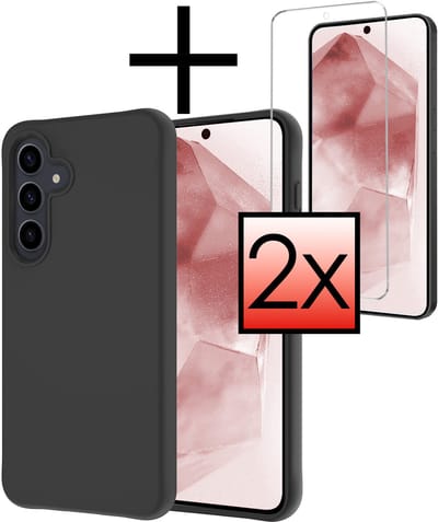 Hoesje - Met 2x Screenprotector - Geschikt voor Samsung Galaxy A56 - Sterk & Shockproof - Back Cover - Siliconen Case - Telefoon Hoes - Zwart