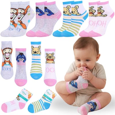 Winnie de Poeh Set sokken, drukvrije lange babysokken, 4 paar, OEKO-TEX