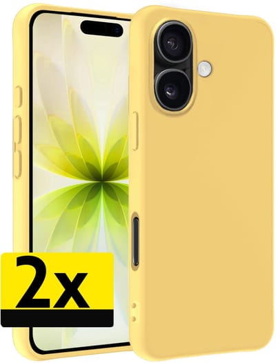 Hoesje - 2 Stuks - Geschikt voor Apple iPhone 17 - Sterk & Shockproof - Case Siliconen - Back Cover - Telefoon Hoes - Telefoonhoesjes - Geel