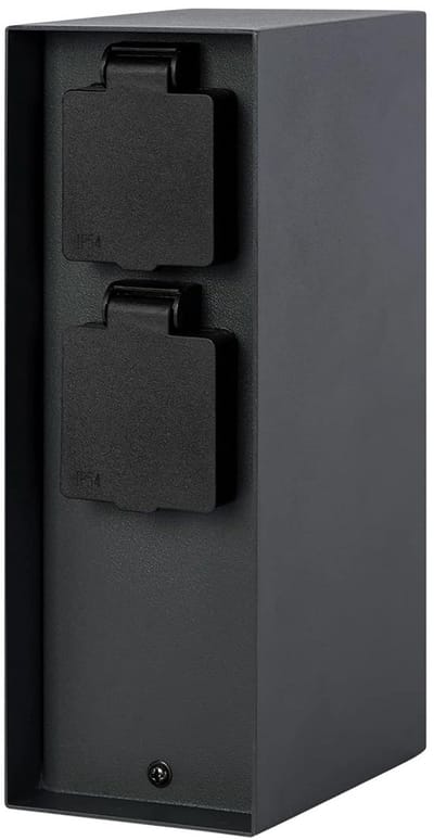 Buitenstopcontact - Energiezuil Tuin - Tuinverlichting Aansluiten - Vier Stopcontacten - 8x12x23 cm - Antraciet