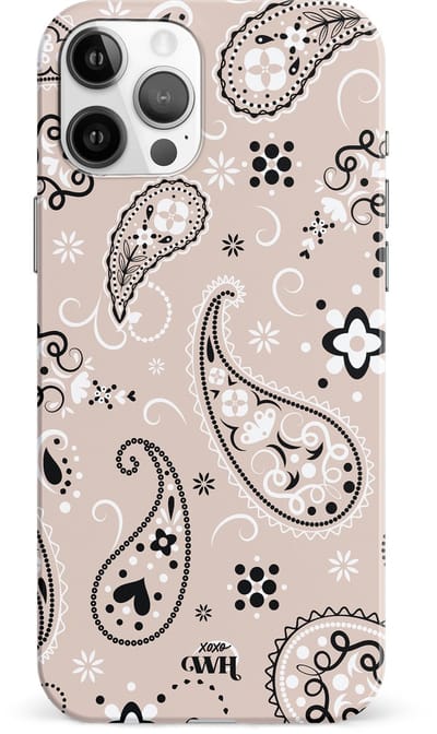 xoxo Wildhearts Paisley Dawn Nude - Single Layer - Hard case hoesje geschikt voor iPhone 11 Pro hoesje - Print met bloemen en hartjes - Beschermhoes geschikt voor iPhone 11 Pro case met print - beige / zwart