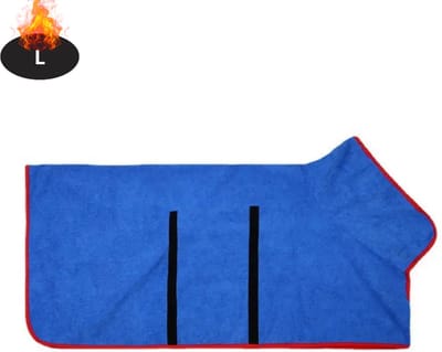 Livano Hondenbadjas - Hondenhanddoek - Voor Honden - Hondenkleding - Hondentrui - Hoodie - Hondenshirt - Blauw - L