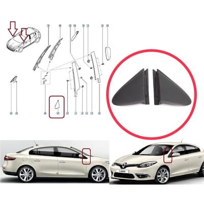BSP1133 Zijvleugel Buitenspiegel Driehoek Spatbord Hoek Plastic Cover Set voor Renault Megane MK3 Fluence 638750012R 638740012R