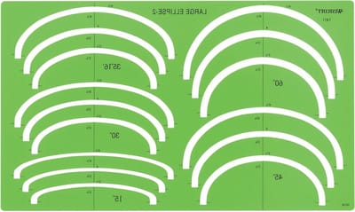Ellips Sjabloon - Tekensjabloon - Technisch Tekenen - Veelgebruikte Cirkeldiameters - 25x25mm