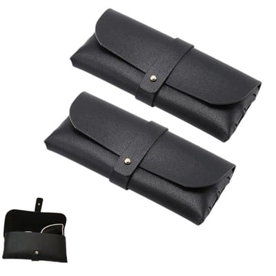 2 stuks - brillenkoker - etui - zonnebrillentas - geschikt voor pennen, potloden, brillen en zonnebrillen voor dames en heren 17X7.9cm (zwart)