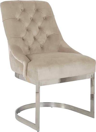 DiamantMeubelen Eetkamerstoel Tanger - Beige - Met zilveren poten