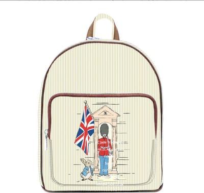 Daypack - Rugtas - Peter Rabbit - Pieter Konijn - Victorian - Union Jack - Creme achtergrond