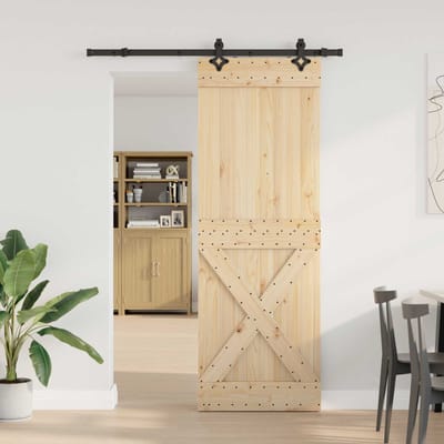 vidaXL - Schuifdeur - NARVIK - Naturel - en - Zwart - 80 - x - 210 - cm - (152,5 - cm)