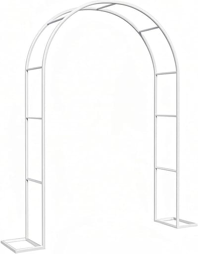 Metalen Rozenboog - Tuinprieel Staal - Klimplanten Ondersteunen - Weerbestendig Ontwerp - 240x250 cm - Wit