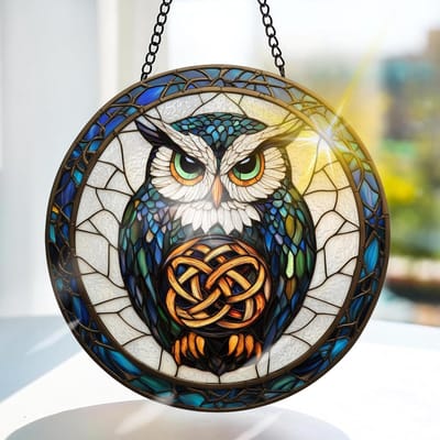 Kleurrijke Glazen Hangdecoratie met Adelaar - Raamdecoratie voor Tuin, Deur en Kerst, Handgemaakte Zonschijnvanger 20x20cm