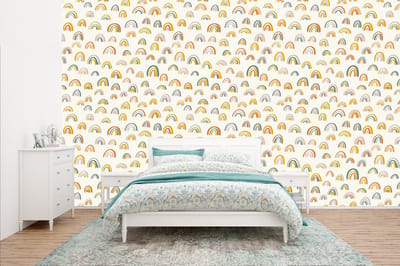 Behang - Fotobehang Regenboog - Pastel - Kinderen - Breedte 400 cm x hoogte 240 cm